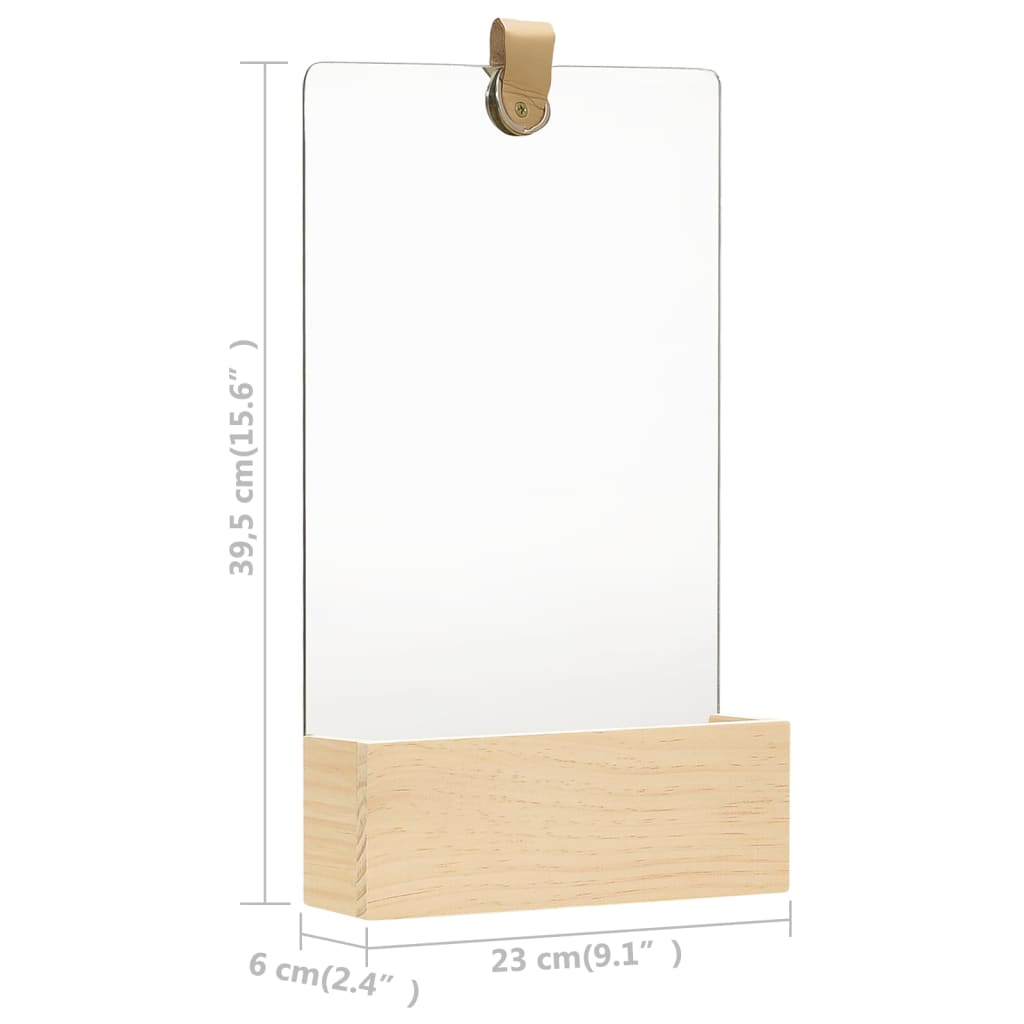 vidaXL Hanging Mirror Wall Mirror with Storage Bathroom Mirror Solid Pinewood